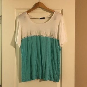 White and blue top with lace detailing